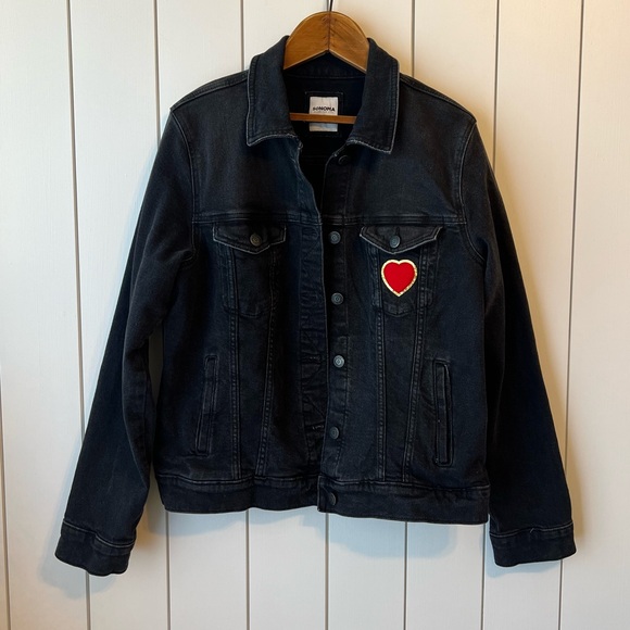 The Grinch Black Denim Upcycled Jacket - Picture 2 of 3